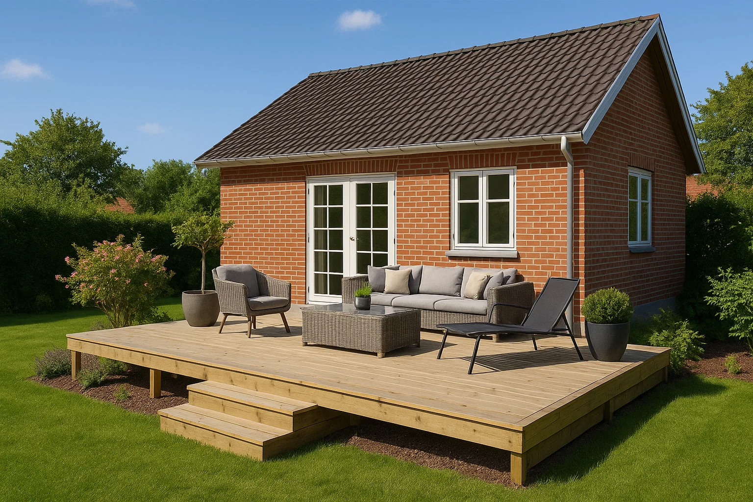 Træterrasse i en dansk have